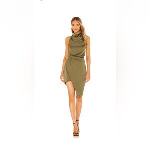 Elliatt Camo Blouson Halter Dress in Khaki